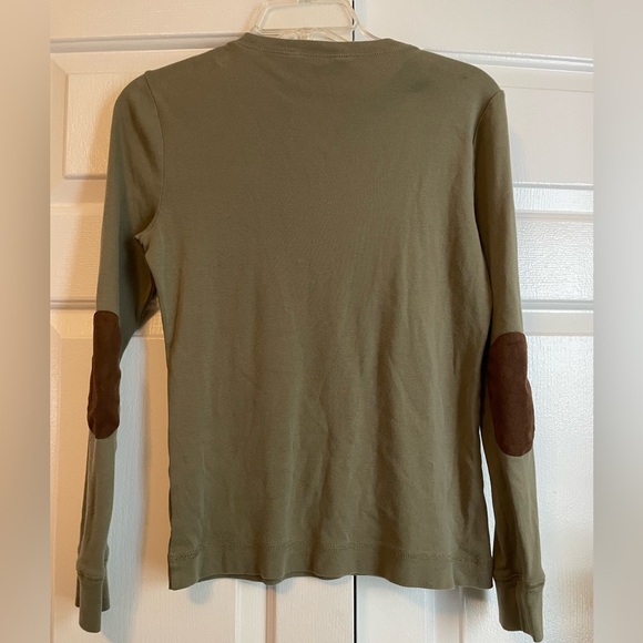 Lauren Ralph Cotton Blend Long Sleeve Suede Elbow Patch Shirt M Cabincore Preppy - Picture 4 of 4